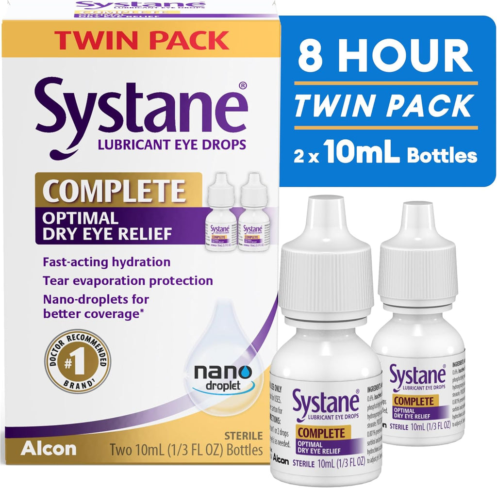 Systane COMPLETE Lubricant Dry Eye Drops, 0.33 Fl Oz, 2 Pack