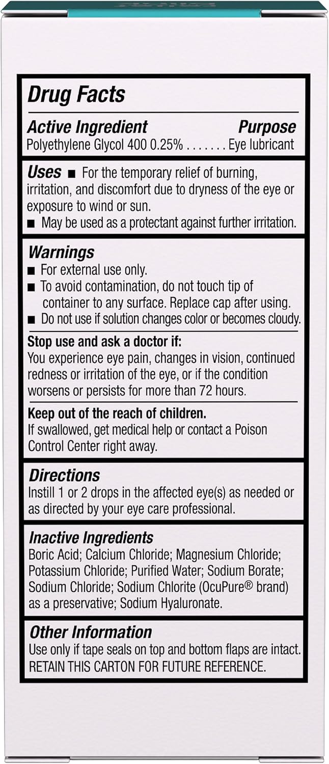 Blink Tears Lubricating Eye Drops, Moisturizing & Soothing for Mild to Moderate Dry Eyes, with Hyaluronate, Reduces Discomfort, Long-Lasting Hydration, Soothes & Moisturizes, 0.5 Fl Oz