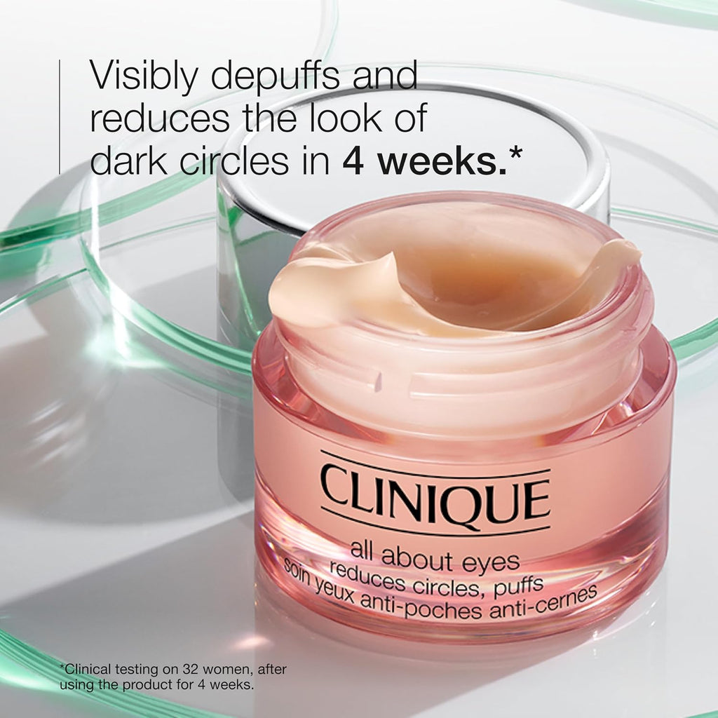 Clinique All About Eyes: Lightweight Eye Cream Vitamin C Formula + Rich Eye Cream Hyaluronic Acid Formula | Hydrating, Brightening, Depuffing