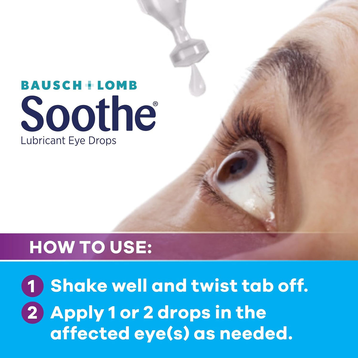 Soothe Preservative-Free Lubricant Eye Drops, Dry Eye Relief, Moisturizing, For Fast Relief & Gentle Enough for Sensitive Eyes and LASIK Dryness, Single-Use Vials, 30 Count