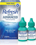 REFRESH OPTIVE Advanced Lubricant Eye Drops Artificial Tears, 2x0.33 Fl oz (20 mL), 2 Count