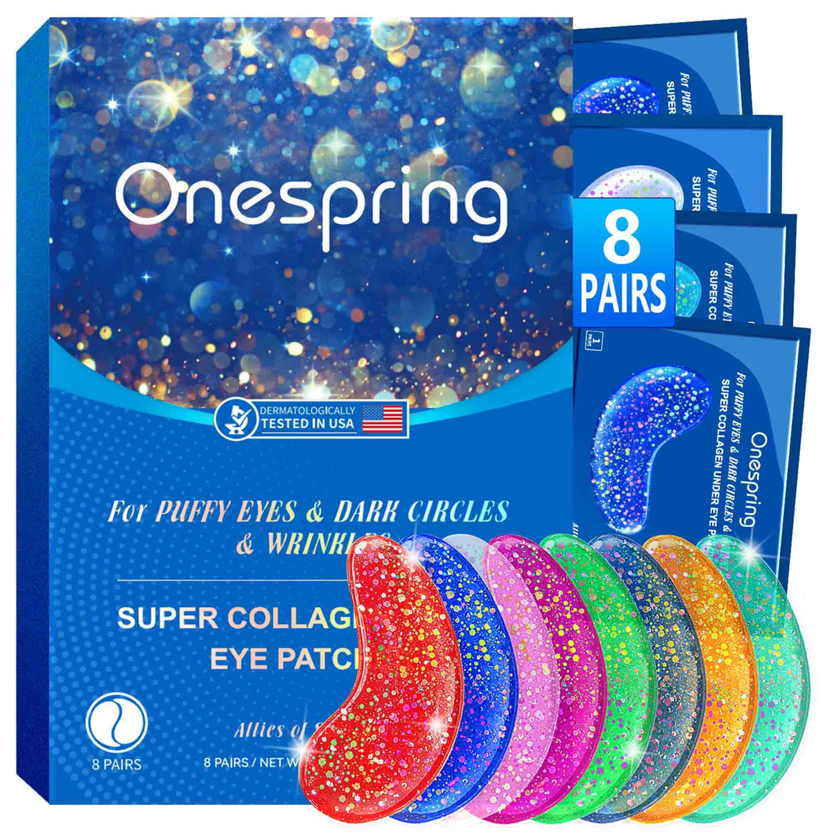 Onespring Eye Masks (48 Pairs) - Face Masks Skincare, Undereye Patches for Puffy Eyes, Dark Circles, Wrinkles, Collagen Eye Gels for Bridesmaid - Gifts for Women, Bachelorette Party Favors