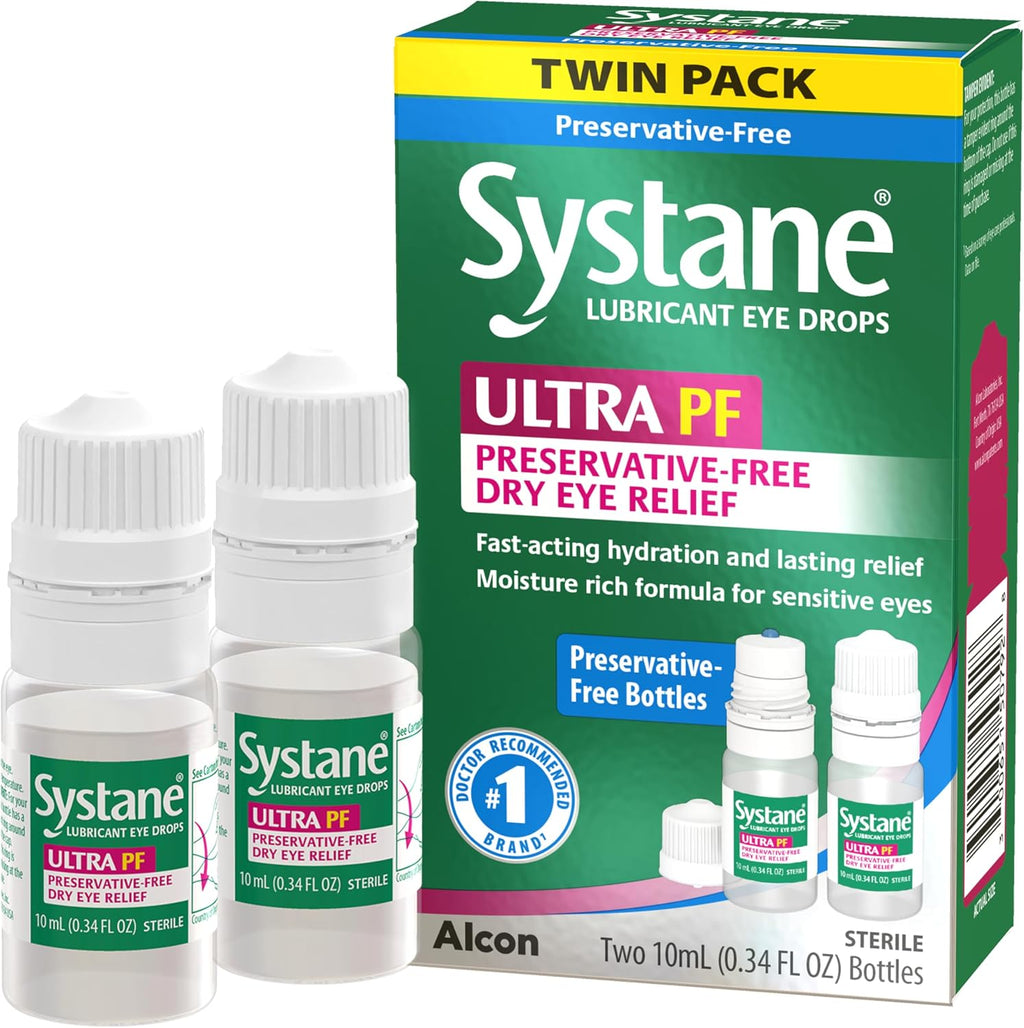 Systane Ultra Preservative Free Dry Eye Relief Drops, 0.34 Fl Oz, 2 Pack