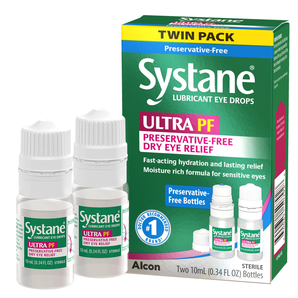 Systane Ultra Preservative Free Lubricant Eye Drops for Dry Eye, 0.34 Fl Oz