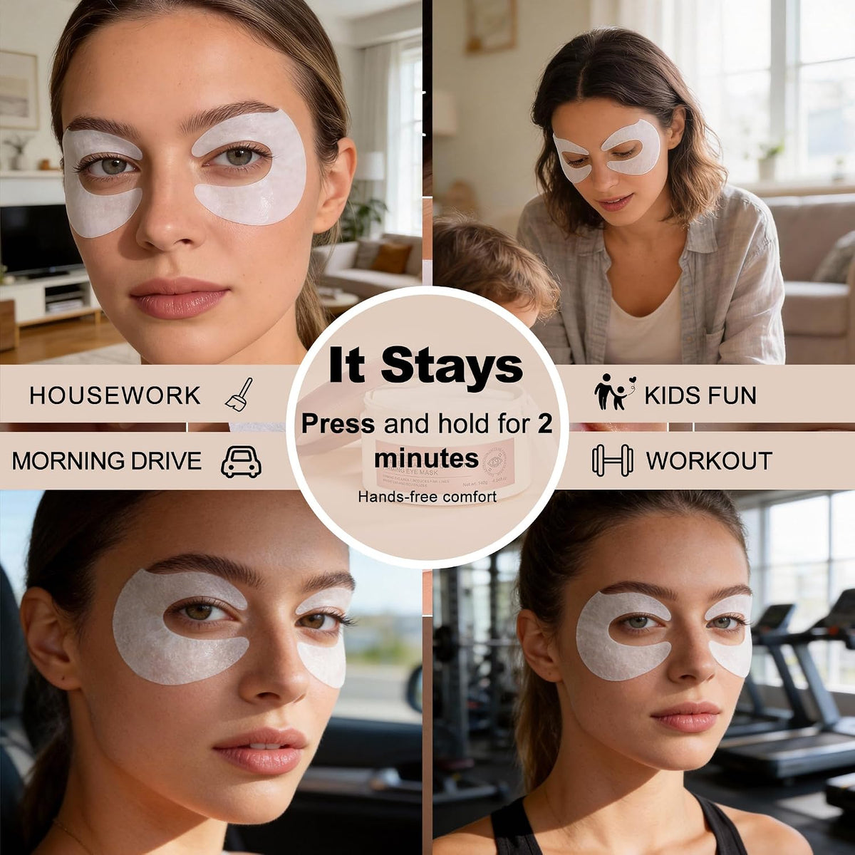 Ycz Eye Patches for Puffy Eyes and Dark Circles Contain Caffeine, 60 Ct