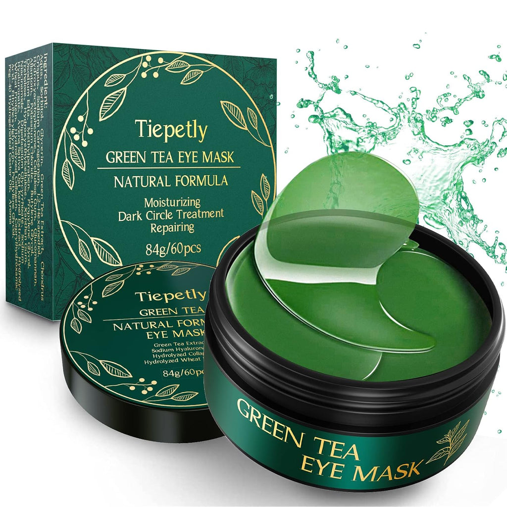 Under Eye Masks, Collagen Eye Mask, Green Tea Eye Patches for Puffy Eyes 60 pcs, Under Eye Patches for Dark Circles and Puffiness, Hydrating Eye Mask Skincare, Eye Gel Pads for Eye