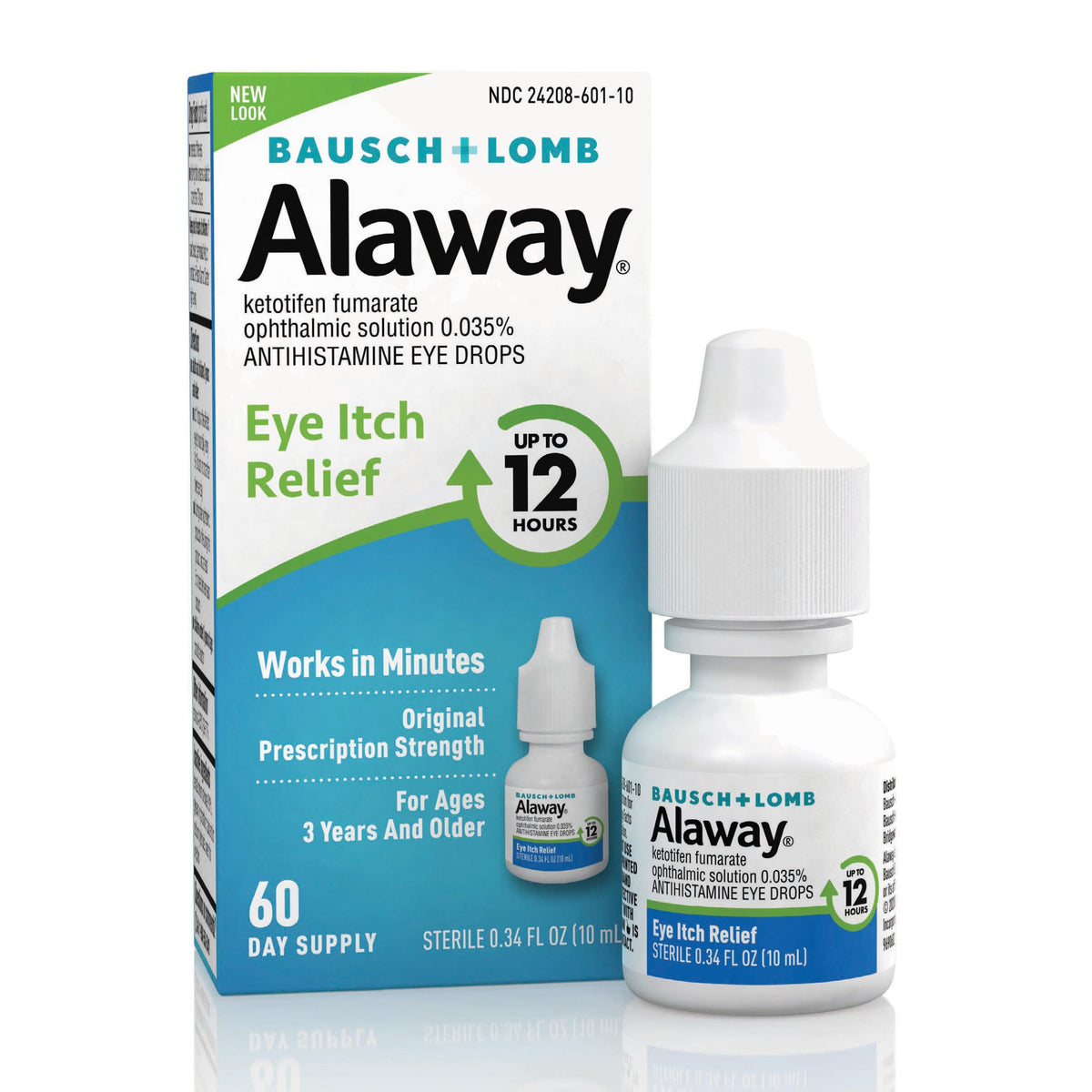 Alaway Antihistamine Eye Drops, 12-Hr Itchy Eye Relief, 0.34 oz 2-Pack