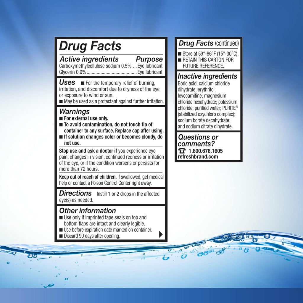REFRESH OPTIVE Lubricant Eye Drops Artificial Tears, 0.5 fl oz (15 mL)