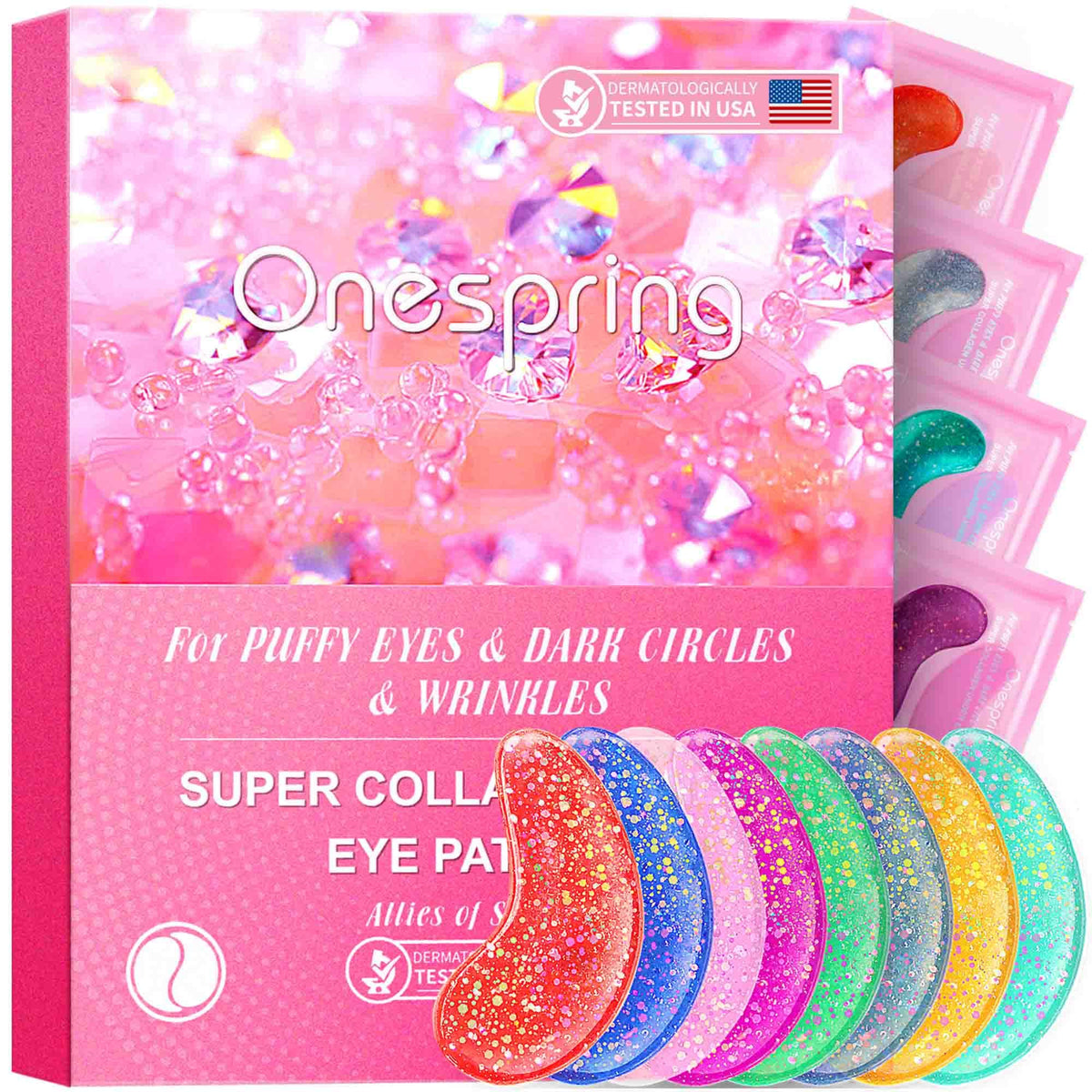 Onespring Eye Masks (48 Pairs) - Face Masks Skincare, Undereye Patches for Puffy Eyes, Dark Circles, Wrinkles, Collagen Eye Gels for Bridesmaid - Gifts for Women, Bachelorette Party Favors