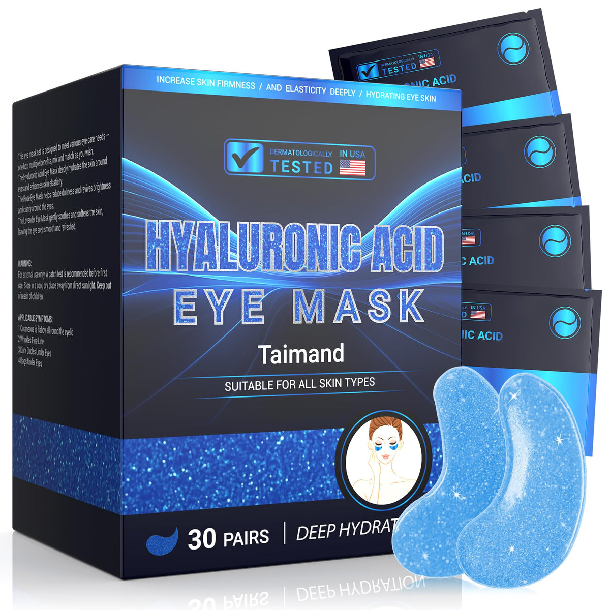 Taimand Under Eye Patches (30 Pairs), 24K Gold Eye Mask for Dark Circles