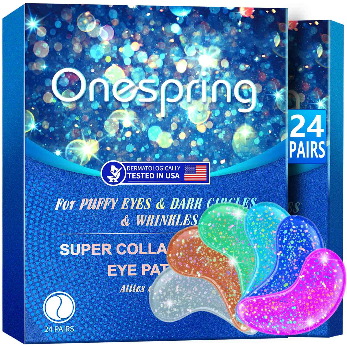 Onespring Eye Masks (48 Pairs) - Face Masks Skincare, Undereye Patches for Puffy Eyes, Dark Circles, Wrinkles, Collagen Eye Gels for Bridesmaid - Gifts for Women, Bachelorette Party Favors