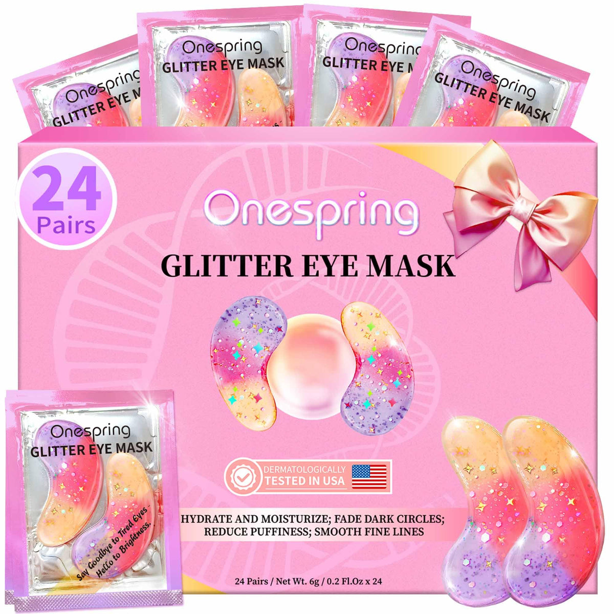 Onespring Eye Masks (48 Pairs) - Face Masks Skincare, Undereye Patches for Puffy Eyes, Dark Circles, Wrinkles, Collagen Eye Gels for Bridesmaid - Gifts for Women, Bachelorette Party Favors