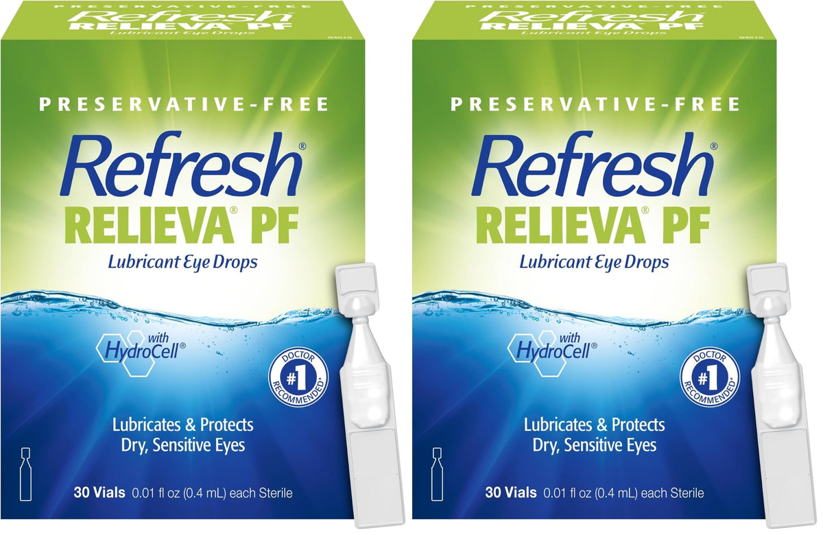 Refresh RELIEVA PF Preservative-Free Artificial Tears Lubricant Eye Drops, 0.01 fl oz (0.4 mL), 30 Single-Use Containers