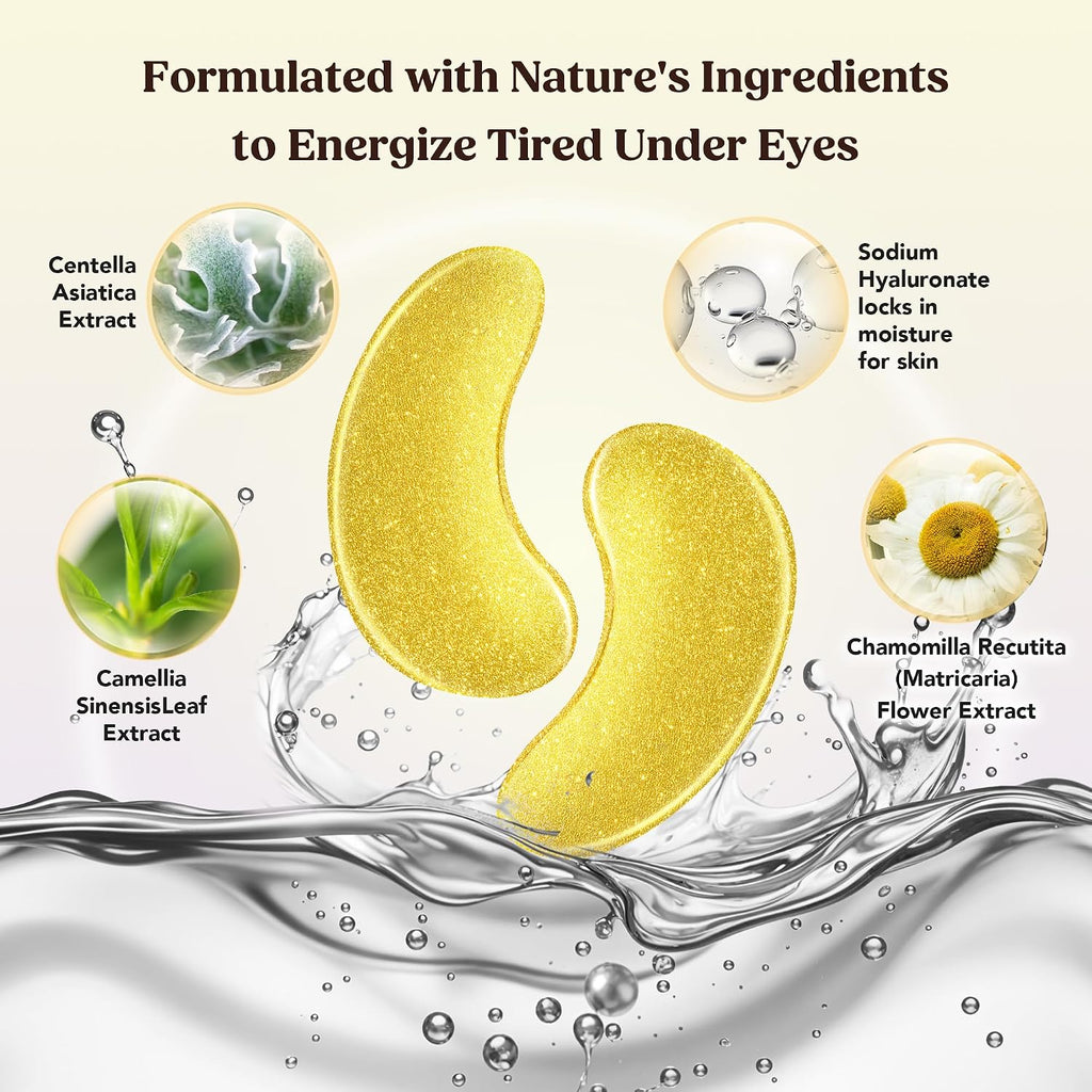 DERMORA Golden Glow Under Eye Patches - 20 Pairs Individually Packed
