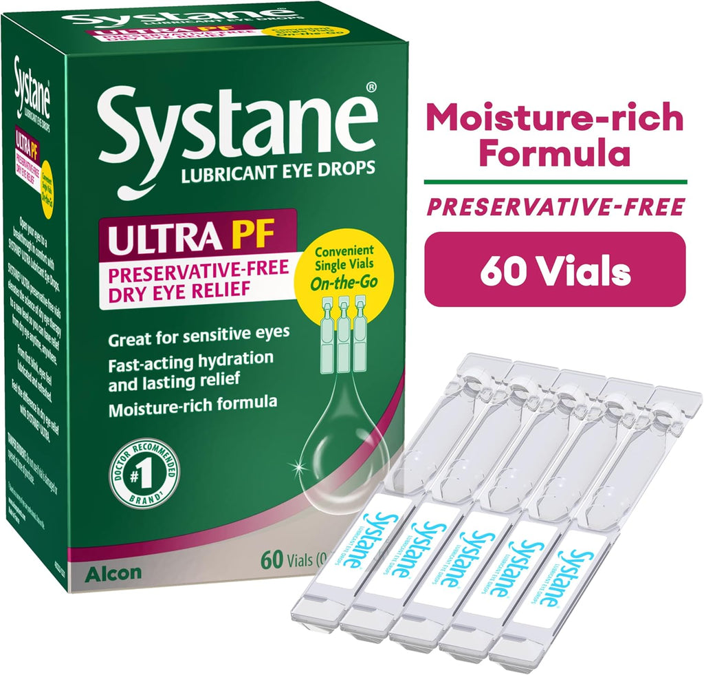Systane Ultra Preservative Free Lubricant Eye Drops for Dry Eye, 60 Count