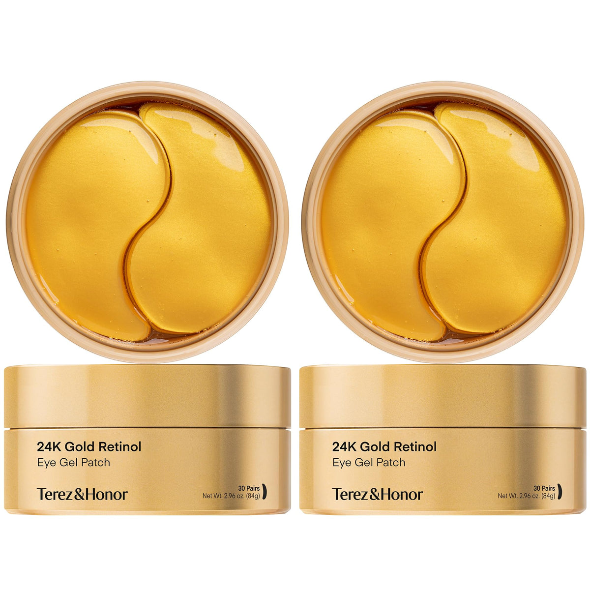 Terez & Honor Under Eye Patches for Dark Circles - 60 Korean Hydrogel Masks for Puffiness, Bags, Wrinkle with Caffeine, Hyaluronic Acid, Niacinamide - Undereye Hydrating & Cooling, Vegan, No Fragrance