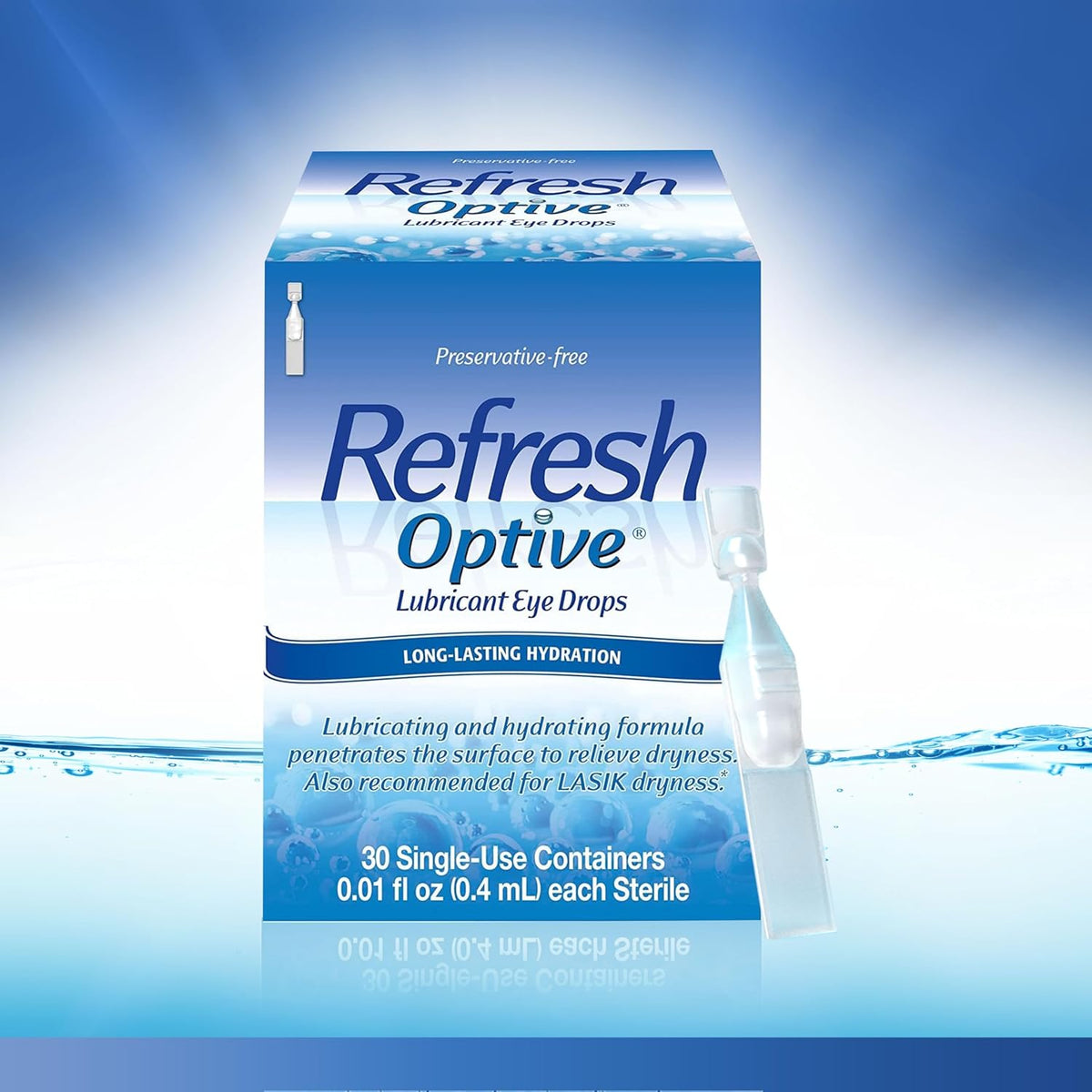 REFRESH OPTIVE Preservative-Free Artificial Tears Lubricant Eye Drops, 0.01 fl oz (0.4 mL), 30 Single-Use Containers