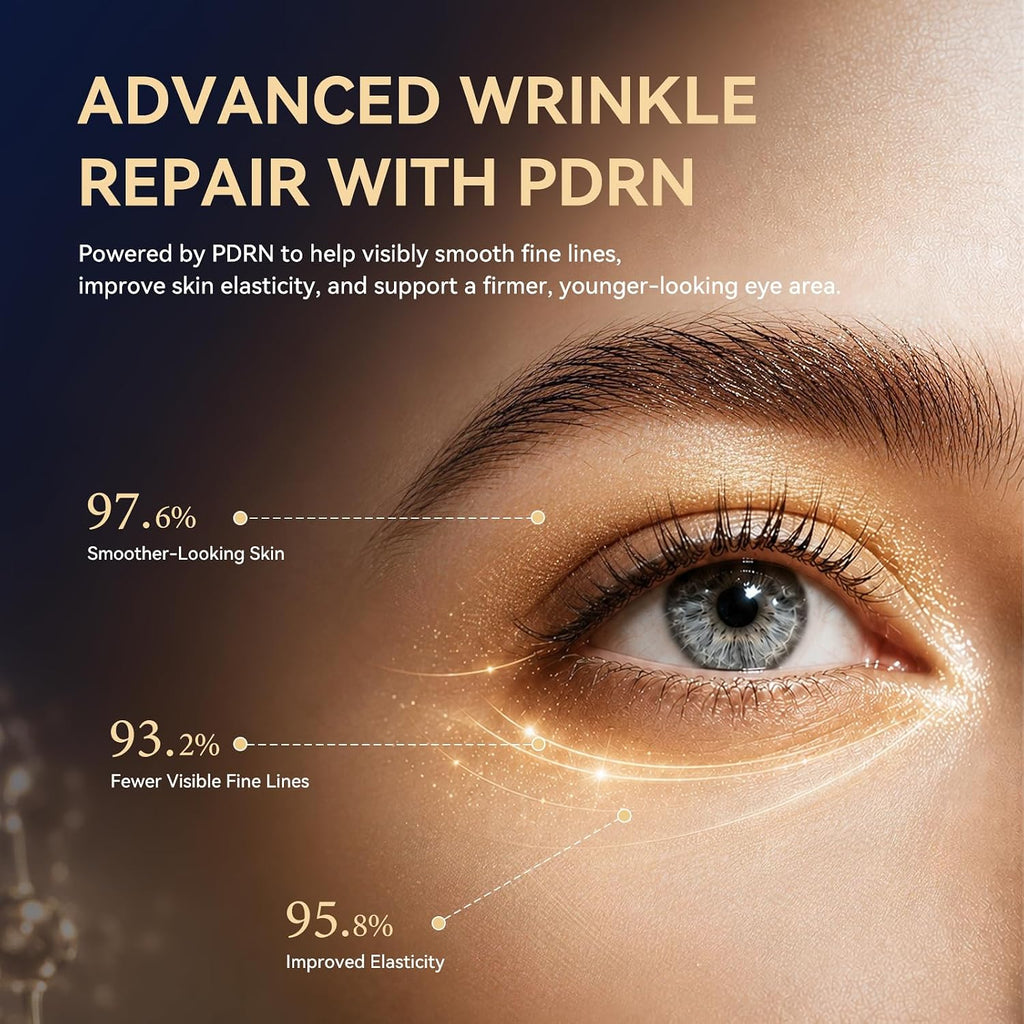 LumiBloom E-shaped 24k Gold Under Eye Patches with PDRN, Collagen, Caffeine