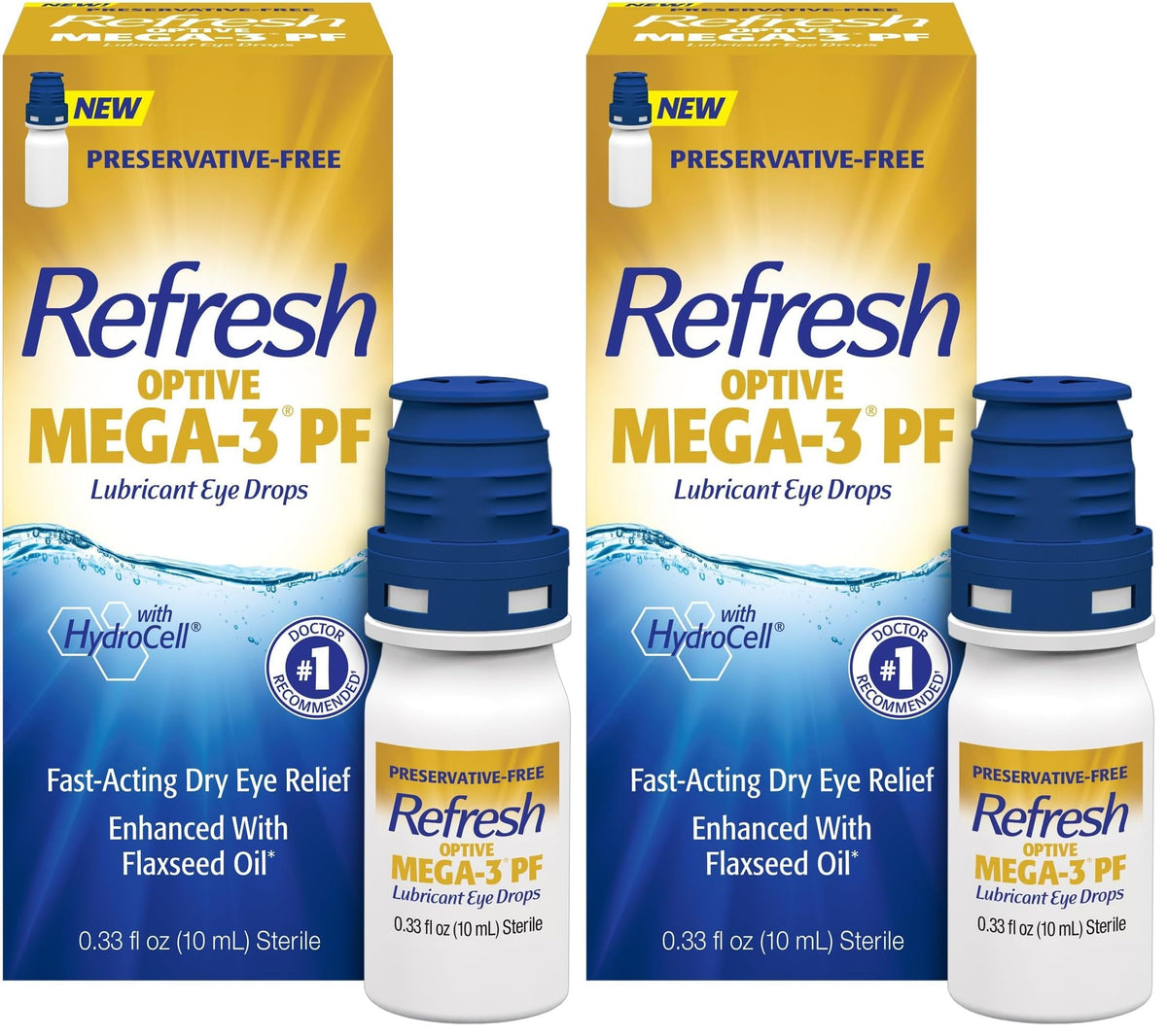 REFRESH OPTIVE MEGA-3 Lubricant Eye Drops Preservative-Free Artificial Tears, 0.01 fl oz (0.4 mL), 60 Single-Use Containers