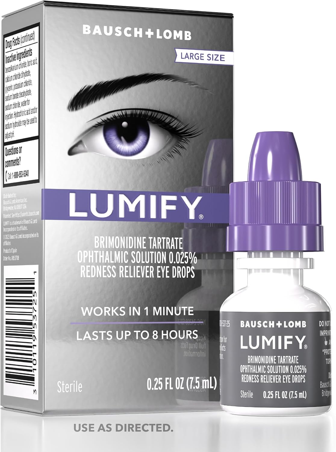 Lumify Redness Relief Eye Drops, Whiter & Brighter Looking Eyes, 0.25 oz