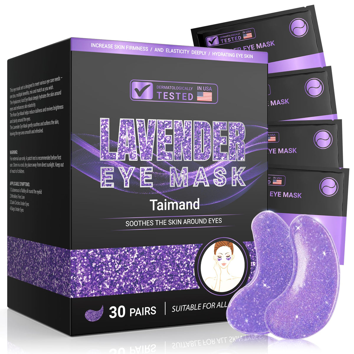 Taimand Under Eye Patches (30 Pairs), 24K Gold Eye Mask for Dark Circles