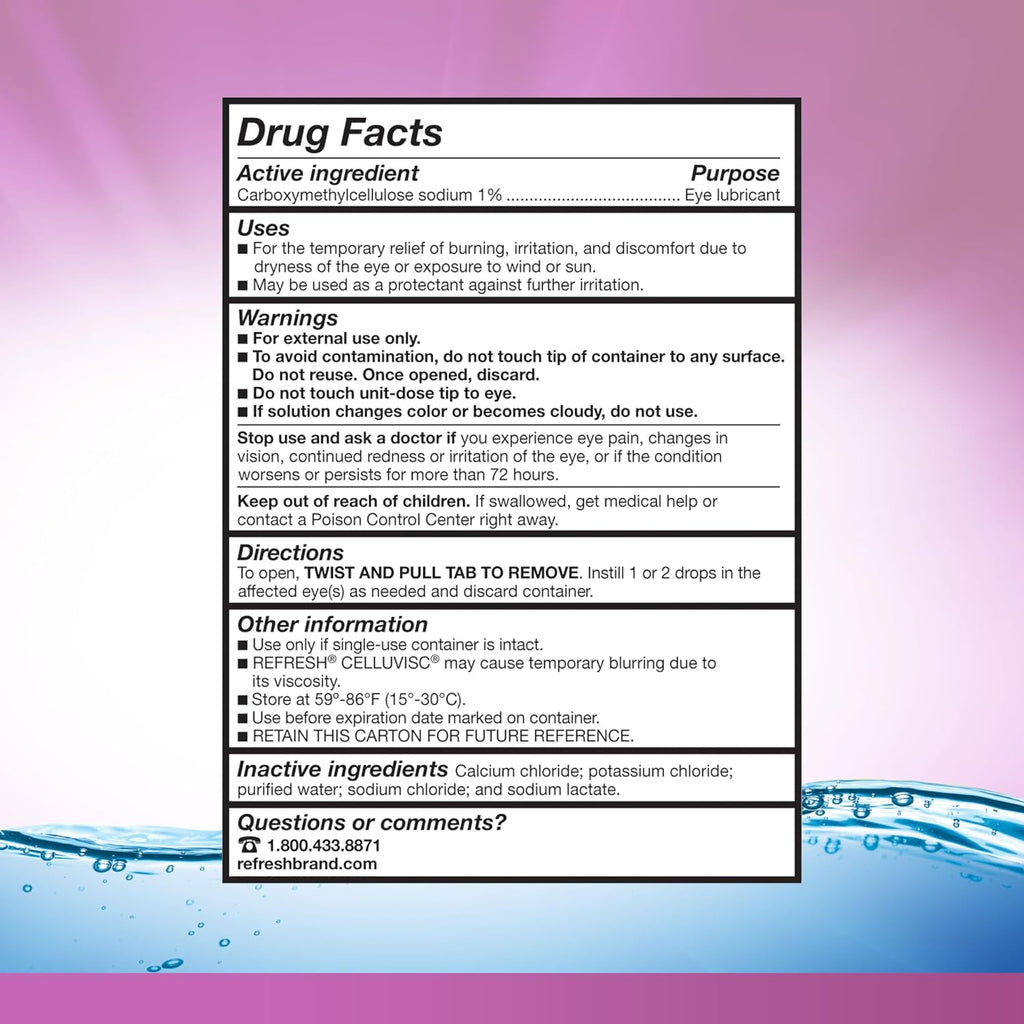 Refresh Celluvisc Lubricant Eye Gel for Dry Eyes, Preservative-Free Drops, 0.01 Fl Oz Single-Use Containers, 30 Count (Pack of 2)