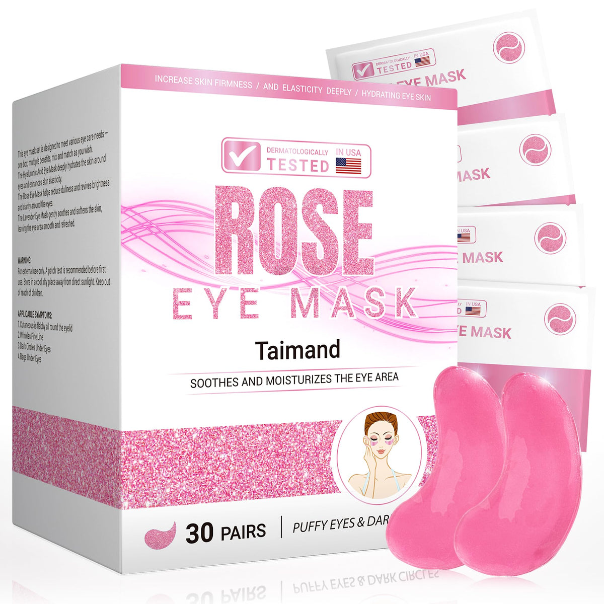 Taimand Under Eye Patches (30 Pairs), 24K Gold Eye Mask for Dark Circles