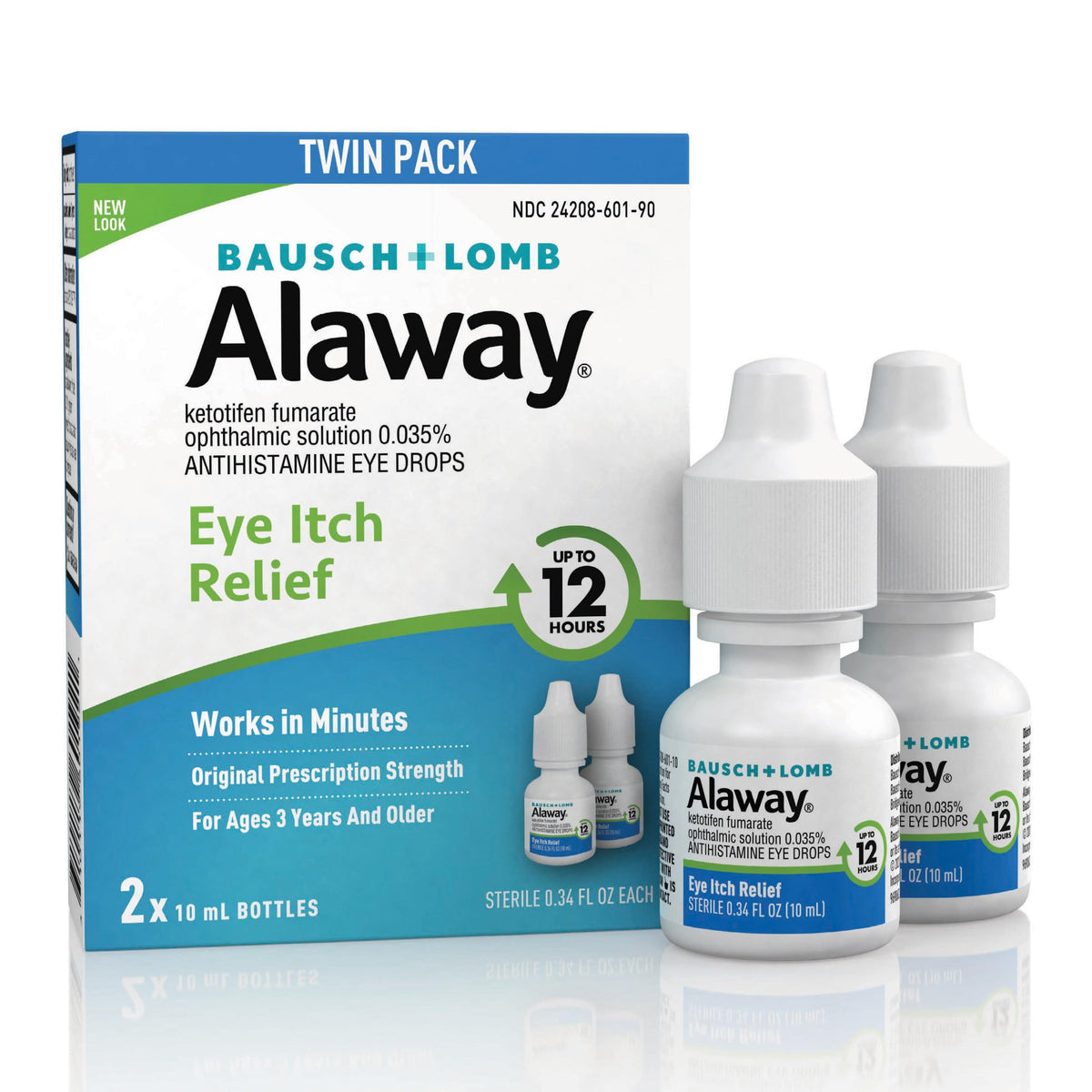 Alaway Antihistamine Eye Drops, 12-Hr Itchy Eye Relief, 0.34 oz 2-Pack