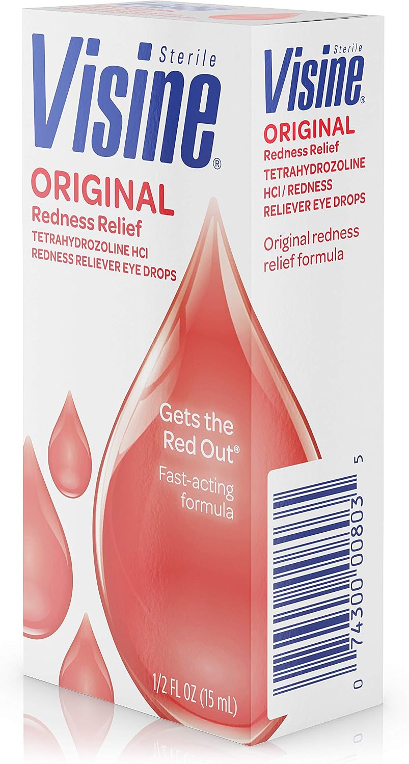 Visine Original Redness Relief Eye Drops, 0.5 fl. oz (Pack of 4)