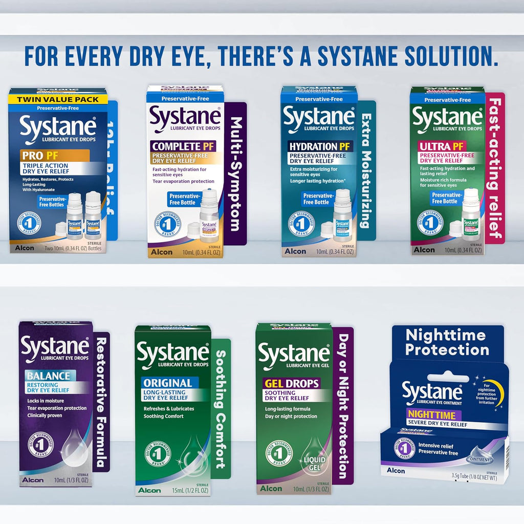 Systane PRO PF Lubricating Eye Drops for Dry Eyes, 0.34 Fl Oz, 2 Pack